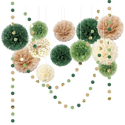 Produktbild von Set mit 15 Seidenpapier-Pompoms zur Dekoration für Feiern