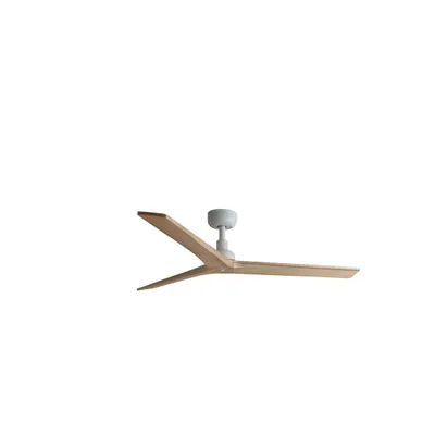 Image de Ventilateur de plafond à basse consommation avec télécommande Klim M Blanc / Chêne 125 cm