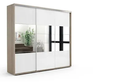 Produktbild von A26 Kleiderschrank - Sonoma, Lacobel Weiß - 278 x 62 x 245 cm