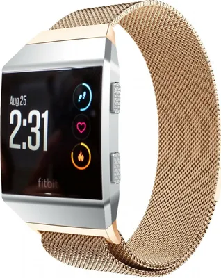 Produktbild von Strap-it Milanese Armband - Kompatibel mit Fitbit Ionic Armband Ersatzarmband Edelstahl - Magnetverschluss - Hochwertiges Material - für Armband Rosa Gold (S/M)