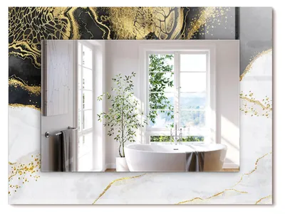 Produktbild von Abstrakte Goldkunst – Rechteckiger Spiegel mit Druck 80x60 cm – Modern - Dekorativ für die Wand