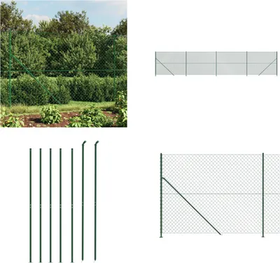 Image de vidaXL Clôture grillagée avec bride au sol Vert 1,4x10 m - Clôture grillagée - Grillage - Clôture de jardin