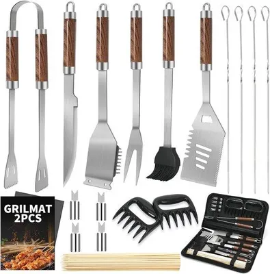 Productafbeelding van 20-Delige Hoogwaardige Grillset met RVS Gereedschap voor BBQ en Kamperen