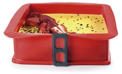 Productafbeelding van Ibili-Strawberry, uitneembare taartvorm, siliconen/hittebestendig glas, 25x25x7,5 cm, rood