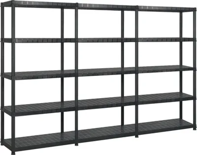 Obrázek produktu pro Úložný regál 5patrový černý 255 x 40 x 185 cm plast