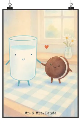 Produktbild von Mr. & Mrs. Panda Bild Milch Keks Design DIN A0 - Weiß - Geschenk, Kekse, kunstdruck poster, Milk, wanddeko, drucke, Cookie, Kaffee, Lustige Sprüche, Plakat, Wandbild