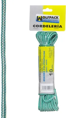 Image de Corde tressée en polypropylène blanc/vert (brin de 10 m)