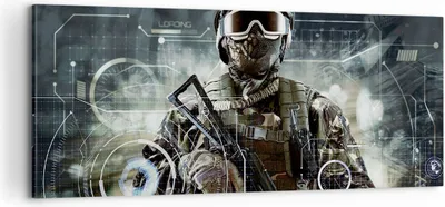 Produktbild von Bild auf Leinwand - Leinwandbild - Soldat Gewehr - 100x40cm - Wand Bild - Wanddeko - Wandbilder - Leinwanddruck - Bilder - Kunstdruck - Wanddekoration - Leinwand bilder - Wandkunst - AB100x40-4071