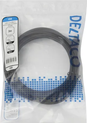 Produktbild von Deltaco USBC-ACTIVE32, 3 m, USB C, USB C, USB 3.2 Gen 2 (3.1 Gen 2), 10 Gbit/s, Schwarz