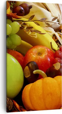 Produktbild von Bild auf Leinwand - Leinwandbild - Weidenkorb Obst Gemüse - 45x80cm - Wand Bild - Wanddeko - Leinwanddruck - Bilder - Kunstdruck - Wanddekoration - Leinwand bilder - Wandkunst - PA45x80-0406