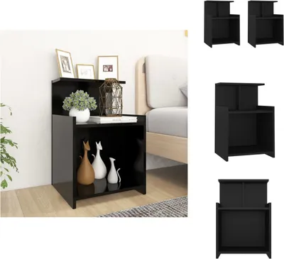 Zdjęcie produktu dla vidaXL Stoliki nocne 2 szt. czarne 40x35x60 cm materiał drewnopochodny - Stoliki nocne