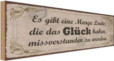 Produktbild von vianmo Holzschild 10x27 cm Glück missverstanden zu werden Dekoration