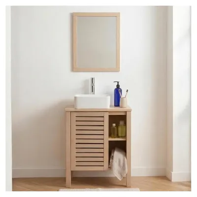 Immagine prodotto di Mobile bagno 60cm rovere, lavabo, rubinetto e specchio TALIX