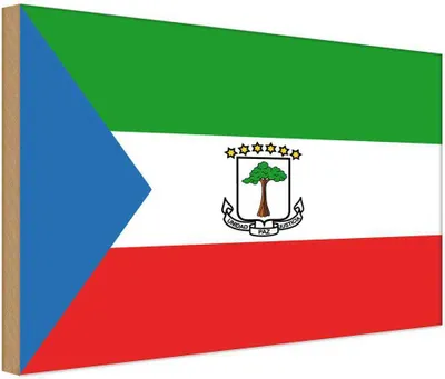 Produktbild von vianmo Holzschild 12x18 cm Äquatorialguineas Flagge Fahne Wappen