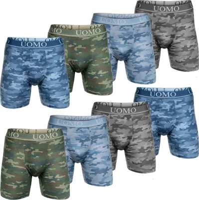 Produktbild von 4 oder 8 Herren Boxershorts mit verlängertem Bein ohne "Aufrollen" M-6XL Übergröße Unterwäsche Unterhose Retroshorts Bunt Langes Bein 3XL 8er Pack Farbmix 4