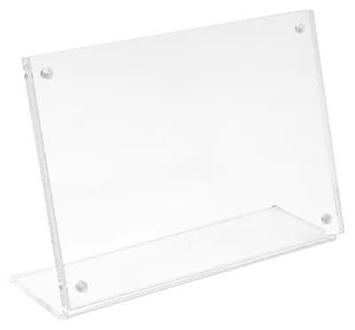 Produktbild von Tischaufsteller DIN A6 Querformat Werbeaufsteller aus Acrylglas mit Magnetverschluß Hinweisschildhalter Speisekartenhalter