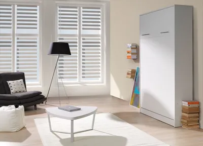 Produktbild von Schrankbett Wandbett vertikal VB 90x200 ausklappbar - weiß hochglanz