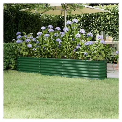 Produktbild von Hochbeet aus pulverbeschichtetem Stahl, witterungsbeständig und rostfrei, Pflanzkasten für Garten, Balkon, Terrasse, Grün, 152 x 40 x 36 cm