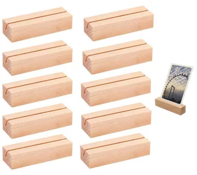 Holz-Kartenhalter, 10 Stück, Tischkartenhalter aus Buchenholz