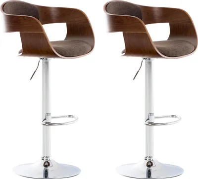 Produktbild von CLP 2er Set Barhocker Kingston Stoff drehbar mit Höhenverstellung walnuss/braun