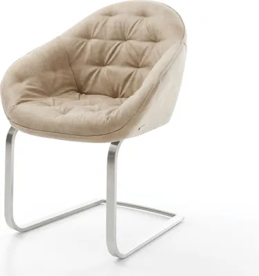 Produktbild von DELIFE Freischwinger Gaio-Flex Mikrofaser Beige Vintage Freischwinger flach Edelstahl