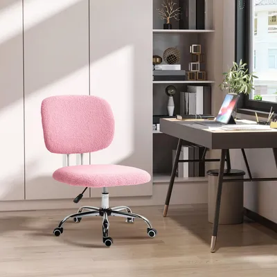 Immagine prodotto di sgabello girevole okwish, sedia da ufficio regolabile in altezza, sgabello girevole, Letto imbottito con schienale di media altezza, senza braccioli, rosa