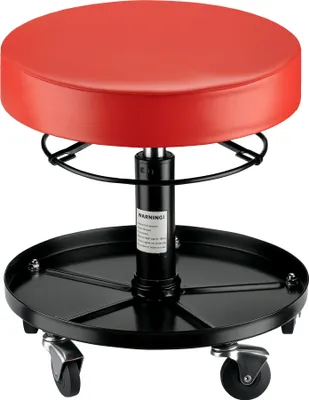 Image de Wiltec Tabouret de mécanicien – capacité max. 150 kg – en Acier – Hauteur réglable 405-535 mm – sur 5 roulettes pivotantes 360° – Siège d’atelier ajustable
