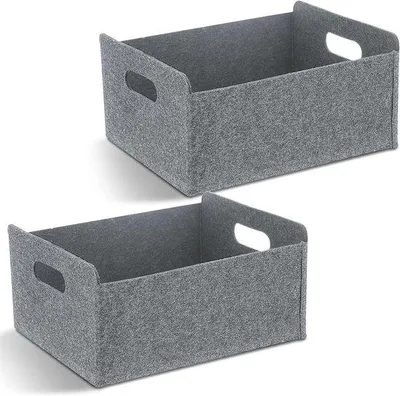 Obrázek produktu pro Šedé látkové úložné boxy, 2 ks, obdélníkové, 30 x 26 x 12,5 cm