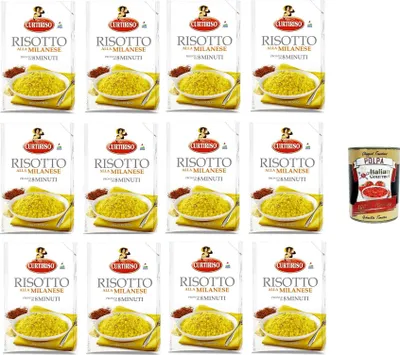 Produktbild von Curtiriso Risotto alla Milanese pronto in 8 minuti Risotto alla Milanese ist in 8 Minuten fertig 12x175gr + Italian gourmet polpa 400g