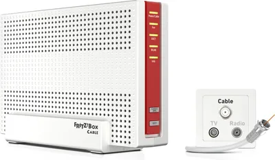 Produktbild von AVM Fritz!Box 6591 Cable WLAN AC + N Router (DOCSIS-3.1-Kabelmodem, Dual-WLAN Ac+N (MU-MIMO) mit 1733 (5 GHz) + 800 Mbit/S (2, 4 GHz), VoIP-Telefonanlage)