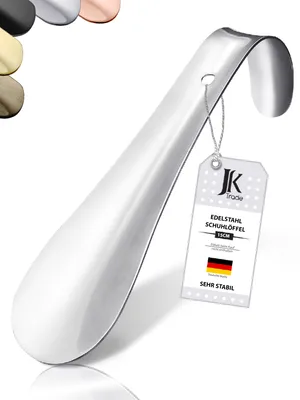 Produktbild von JK Trade® 15cm STABILER Edelstahl Schuhlöffel | 1.5mm polierter Metall Schuhanzieher zum Reisen | Schuhlöffel klein für Unterwegs