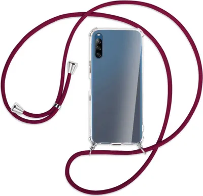 Produktbild von Handykette Backcover-Schutzhülle mit Band (Metall silberfarben) für Sony Xperia L4 - dunkelrot