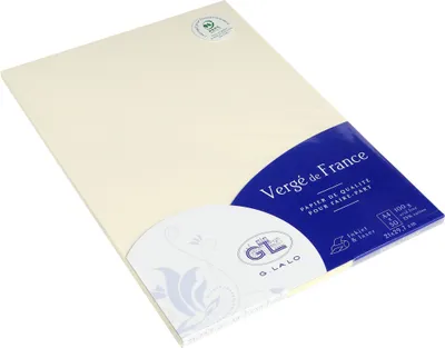 Produktbild von G.Lalo 4x Packung 50 Bl Vergé-Papier, A4, 100g, Vergé de France Elfenbein 47216L