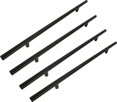 Obrázek produktu pro sada 4 kovových nábytkových úchytek 224 mm černá - moderní, matné a robustní pro skříně a zásuvky