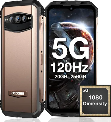 DOOGEE V30T 5G Outdoor Handy ohne Vertrag,Dimensity 1080 Octa Core 12GB+256GB, 6.58'' 120Hz FHD+, 108MP+20MP Nachtsicht, 10800mAh NFC Smartphone, Gold