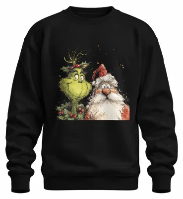 Produktbild von Grinch Weihnachtsmann lustig Weihnachten Cartoon Santa Claus Sweatshirt Pullover, Schwarz, S