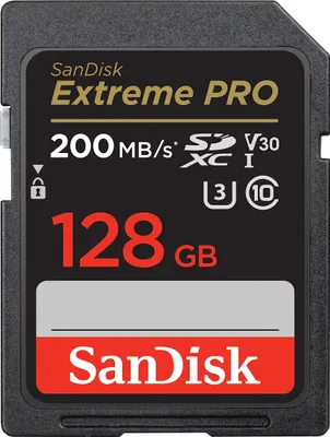 Produktbild von SanDisk Extreme PRO SDXC UHS-I Speicherkarte 128 GB (V30, Übertragung 95 MB/s)