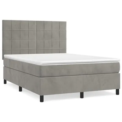 Productafbeelding van vidaXL Boxspringbed met matras, lichtgrijs, 140x190 cm, fluweel