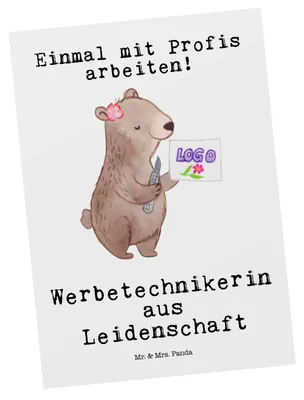 Produktbild von Mr. & Mrs. Panda Grußkarte Werbetechnikerin Leidenschaft - Weiß - Geschenk, Ansichtskarten, Postkarte, Ansichtskarte, Postkarten, Kunstkarten