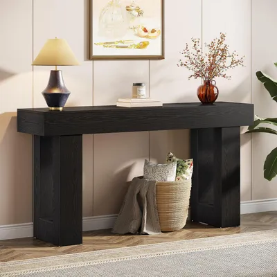 Produktbild von Konsolentisch 160 cm rechteckig Bauernhoftisch Schwarz MDF