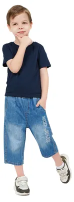 Immagine prodotto di MOD Jeans| Pantaloncini in denim per ragazzi - Modello Rybaczki - Azzurro - 100% cotone - Comodi ed eleganti taglia 116, età 6 anni