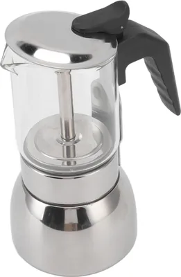 Obrázok produktu pre Sklenená moka kanvica z nehrdzavejúcej ocele, odolná voči teplu, prenosná, klasická talianska kávovar pre domácnosť a kaviarne, 200 ml