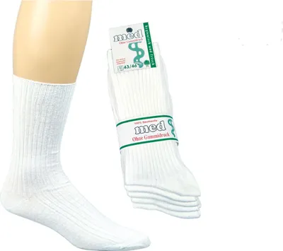 Produktbild von 5 Paar kochfeste Arzt- Schwesternsocken 100% Baumwolle ohne Gummidruck weiß Gr. 43-46
