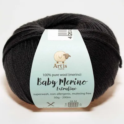 Image de Baby Merino Extrafine Art'is Yarn 100 % laine | Sans mulesing & Superwash (50 g / 200 m) (93 gris anthracite)