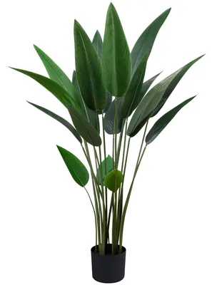 Kunstpflanze Strelitzia, 120 cm, 18 Blätter, tropische Dekoration