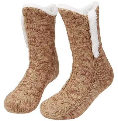 Produktbild von Stoppersocken Herren Damen 38-45 Braun Rutschfest Warm Flauschig Thermosocken