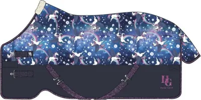 Image de HorseGuard HG Josh 600D couverture extérieure 100g dutch blue bleu foncé avec motif licorne , Taille (cm):95cm