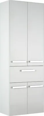 Produktbild von Badezimmer Hochschrank FES-4005-66 in Hochglanz Lack Polarweiß, mit Wäschekörben - B/H/T: 60/168/33cm