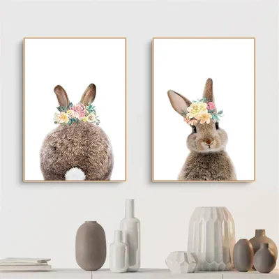 Produktbild von Poster Set 2er Kaninchen Wandbilder Kinderzimmer Babyzimmer Deko 21x30cm