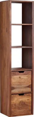 Produktbild von WOHNLING Wandregal mit Schubladen 35x150x30 cm Sheesham Massivholz Hängeregal Großes Schweberegal Modern Regal Hängend Wohnzimmer Bücherregal Wand